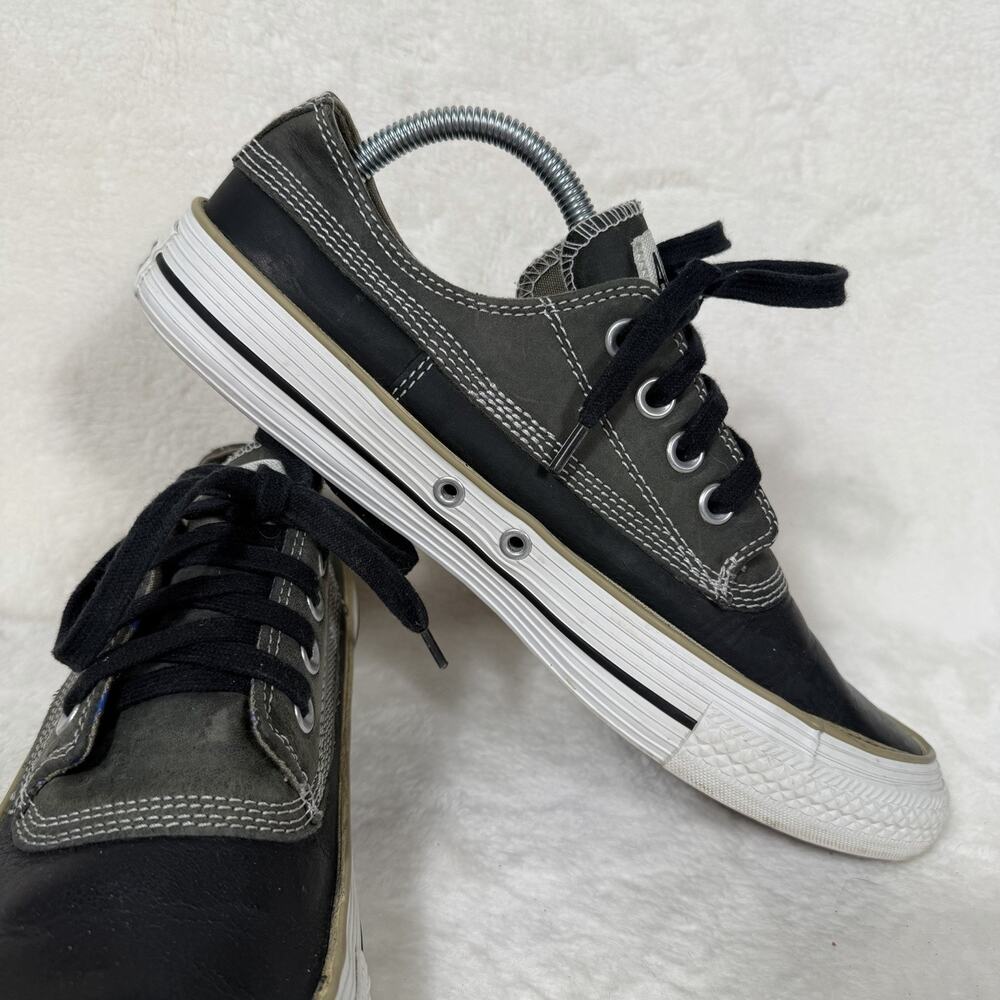 Converse All Star Leather Duck Boot Low Top Sneakers Black Gray Mens 9/Womens 11 - Picture 7 of 14